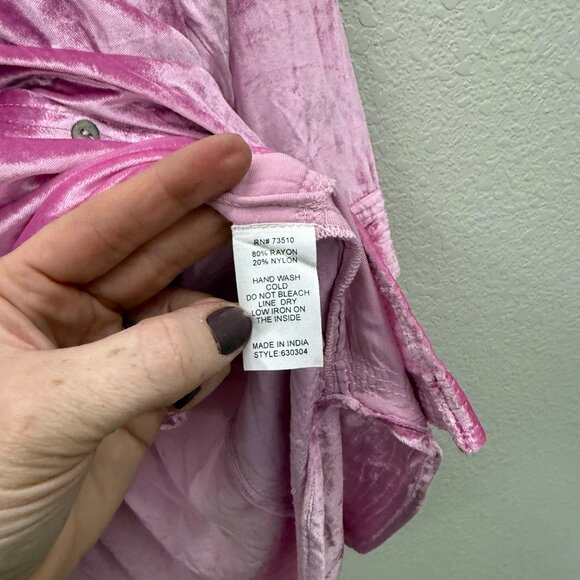 Ivy Jane Pink Crushed Velvet Long Sleeve Button Up Shirt Dress Womens Medium NEW - Picture 4 of 7
